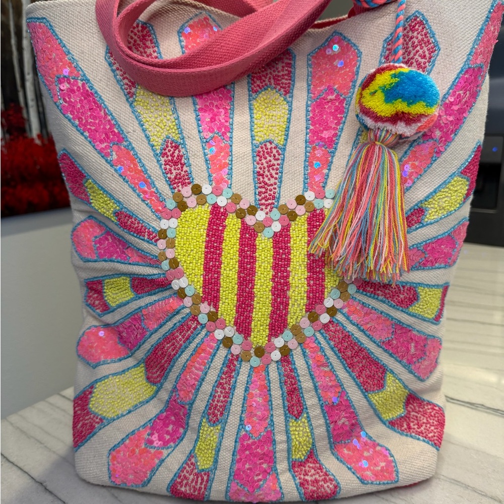 Katydid- Colorful Heart Pattern Tote Bag